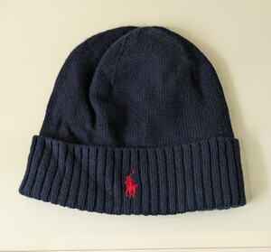 2868送料100円 POLO RALPH LAUREN キッズ kids 子供 ニットキャップ CAP 帽子 ラルフローレン ネイビー 刺繍 ロゴ ビーニー 帽子 秋冬