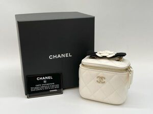 【極美品】 CHANEL シャネル マトラッセ ミニバニティ カメリアリボン チェーン ショルダーバッグ AP2158 31番台 ココマーク ゴールド金具