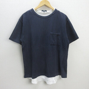 G■ビームス/BEAMS HEART 半袖レイヤードTシャツ/コットン【S】紺/men