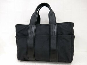 ◆美品◆HERMES エルメス◆アカプルコ PM◆ナイロン カーフ レザー 本革◆ハンド トート バッグ◆ブラック シルバー金具◆腕掛け◆A6050