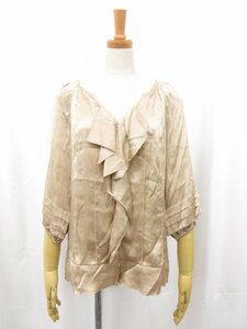 超美品【ダイアンフォンファステンバーグ】 JAEL シルク100％ ブラウス 416-210822 (レディース) size2 光沢感 ベージュ系●5LK2208●