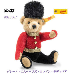  ★即納！新品、レア、Steiff #026867 ロンドン　テディ-Great Escape London Teddy Bear、16 cm、定番品、送料無料！★