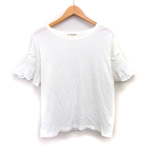 レイビームス Ray Beams カットソー Tシャツ 無地 シンプル 切替袖 フリル袖 切替リブ 五分袖 丸首 コットン 綿 白 /HT23 レディース