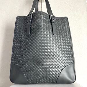 【定価約38万 美品】BOTTEGA VENETA ボッテガ イントレチャート アキャトル トートバッグ ハンド レザー ビジネス メンズ グレー 肩掛け