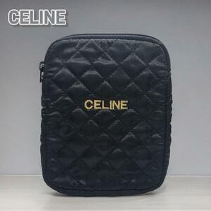 CELINE セリーヌ ポーチ キルティング 刺繍 ブラック