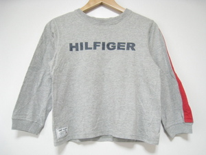 TOMMY HILFIGER トミーヒルフィガー キッズ 子ども トップス Tシャツ 長袖 ロンT 丸首 リブ 灰色 グレー サイズ6 ロゴ