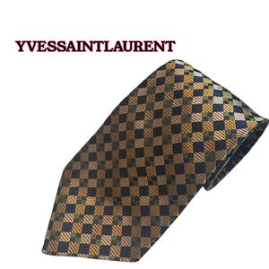 イヴ・サンローラン YVESSAINTLAURENT ネクタイ シルク キューブ柄 