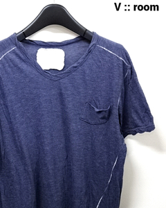 M【V::ROOM Highsoft V Neck Tee Navy 081550 ヴィルーム ハイソフト Vネック Tシャツ ネイビー】