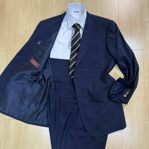 至高の特別オーダー◎!!!最高峰【伊】Ermenegildo Zegna/ゼニア「COOL EFFECT」超高機能性生地◎ ネイビー×ストライプ 春夏 スーツ XL程　