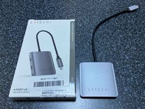 最新 Satechi 4ポート USB-C ハブ 高速データ転送 MacBook Pro Air iPad Pro Mac mini iMac 24インチ M1 M2 M M3