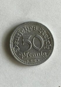 25 ドイツ 1921年　ワイマール共和国 50　アンティークコイン　硬貨　古銭　コイン