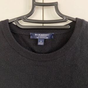 中古　BURBERRY バーバリーロンドン 半袖 カットソー ニット 半袖シャツ　黒　ブラック　身幅44ｃｍ