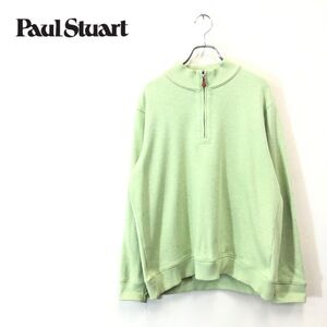 1D2735-F-N◆ Paul Stuart ポールスチュアート ハーフジップコットンニット セーター ◆ sizeL 綿 グリーン 古着 メンズ 秋冬