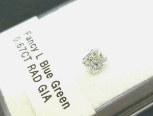 0.67ct グリーン ダイヤモンド-ナチュラル ルース ファンシー ライト ブルー グリーン GIA ラディアント SI1