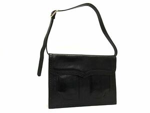 1円 YVESSAINTLAURENT イヴサンローラン レザー 2WAY ショルダー クラッチバッグ セカンドバッグ レディース メンズ ブラック系 BL1082