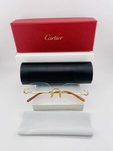 Qa09 カルティエ　フランス製　ツーポイント　メガネ　フレーム　Cartier　C-DECO 美品　人気 ゴールド色　