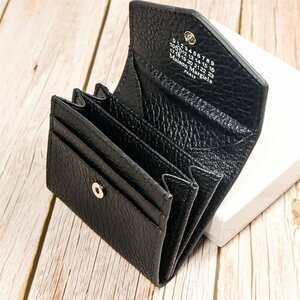 Maison Margiela メゾン マルジェラ ミニ財布 折りウォレット 黒 カード入れ 財布 W10*H8*0.6CM