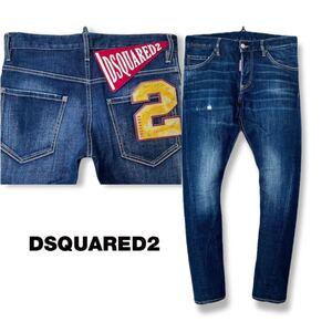 送料無料 デカワッペン 2020年 DSQUARED2 ディースクエアード SEXY TWIST セクシーツイスト S74LB0821ストレッチパンツ SEXY TWIST JEAN 46