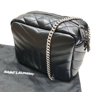 1円 SAINT LAURENT サンローラン ルル Yステッチ チェーンショルダーバッグ レザー ブラック