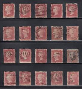 【イギリス(QV)】1854年～ペニーレッド（スター）使用済みクラシック切手20枚大量まとめてロット！希少！！(rpZiuwSAag)