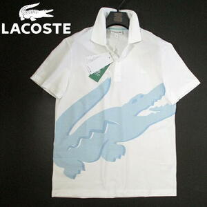 定価17600円▼ 新品 未使用 ラコステ　ビッグワニ　デカワニ　ビッグロゴ　LACOSTE　半袖ポロシャツ 白 ホワイト　鹿の子 ピケ　3　Mサイズ