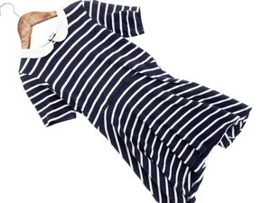 ネコポスOK PETIT BATEAU プチバトー ボーダー ワンピース size6ans/116cm/紺ｘ白 ■◆ ☆ egb7 子供服