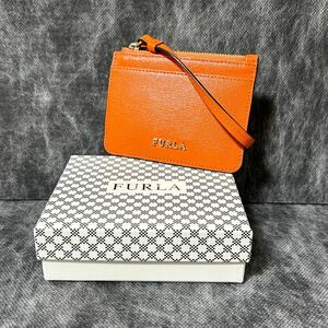 【美品/BOX付】 FURLA フルラ　カードケース　名刺入れ　定期入れ　オレンジ　＊26