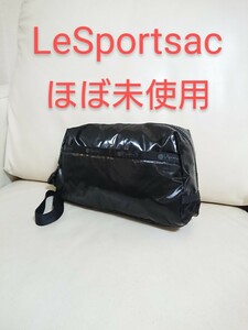 超希少 ほぼ未使用【LeSportsac レスポートサック】ひとりっぷコラボ モバイルバッグ ポーチ ブラック マルチケース