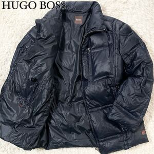 希少Ｌサイズ!!!【美品】ヒューゴボス HUGO BOSS 【抜群の高級感】 ダウンジャケット ネイビー 紺 メンズ 秋冬 ヘビーアウター 肉厚