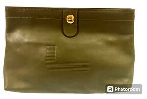 OLD LANCEL ランセル クラッチバッグ Clutch bag ソフトレザー レザー 本革 セカンドバッグ ハンドバッグ オリーブ LANCEL VINTAGE OLIVE