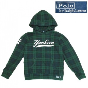 正規品 Polo Ralph Lauren×Yankees ポロラルフローレン×ヤンキース フーディ パーカー ボーイズ 裏起毛 グリーン 160 チェック 0106-007