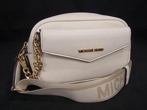 1円 ■美品■ MICHAEL KORS マイケルコース レザー クロスボディ ショルダーバッグ 斜め掛け レディース アイボリー系 FJ3154