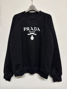 【早い者勝ち】 PRADA プラダ 長袖 スウェット トレーナー ロゴ プリント 黒 ブラック オーバーサイズ トップス Mサイズ ほぼ未使用