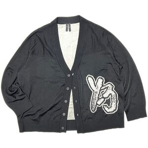 L 未着用 タグ無 Y-3 オーバーサイズ ロゴ ニット カーディガン LOGO KNIT CARDIGAN 黒 Y3 ワイスリー ヨウジ ヤマモト Yohji yamamoto