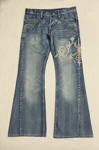 00s TORNADO MART Archive Flared Tribal Embroidered Denim Pants Jeans [M] Y2Kトルネードマート フレア トライバル刺繍 デニムパンツ