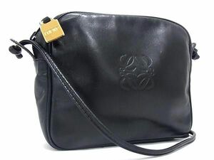 1円 ■美品■ LOEWE ロエベ アナグラム レザー クロスボディ ショルダーバッグ レディース ブラック系 BL1647