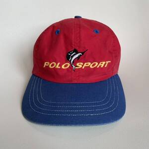 希少! 90s POLO SPORT キャップ ビンテージ コットン TAIWAN製 フィッシング Ralph Lauren マルチカラー 80s