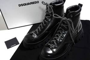 【新品/正規品】定価18万 46 30.5～31cm DSQUARED2 ディースクエアード ABM0062 ラグジュアリー ブラック レザー ブーツ