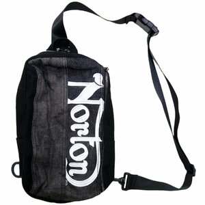 送料無料 Norton ノートン ボディ バッグ 241N8501 黒 ブラック デニム カバン 鞄 BAG バイカー ツーリング バイク メンズ ギフト 新品 MCF