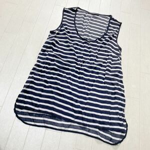 3977☆ WEEKEND MAXMARA ウィークエンド マックスマーラー トップス ノースリーブ レディース 38 ブラック ボーダー柄