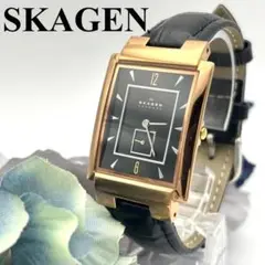 【美品/稼働品】SKAGEN スカーゲンスク エア スモセコ クォーツ 黒