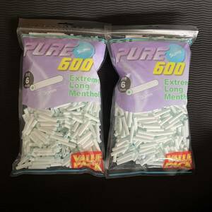 [クーポン適用価格]手巻きタバコフィルター　PURE ピュア600 スリム　エクストリームロングメンソールフィルター　バリューパック2パック