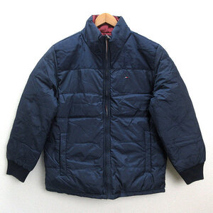 k■トミーヒルフィガー/TOMMY HILFIGER 肉厚 リバーシブルダウンジャケットJKT【L/G】紺/エンジ/MENS■151【中古】