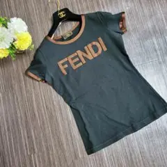 FENDI　ロゴ　バイカラー　Tシャツ　お洒落　サテン　トレーナー　パンツに