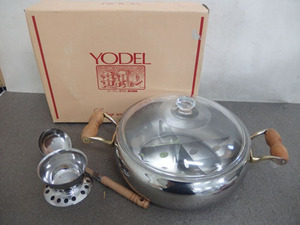 900433w【丸山技研製 YODEL ヨーデル おでん・湯豆腐鍋 26cm】未使用品/ガラスふた付き/保管汚れや変色あり/4.0L/鍋物/新潟県燕市