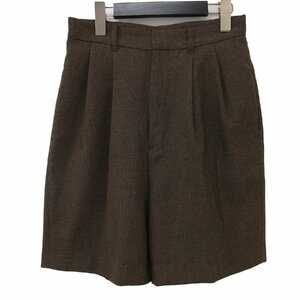 美品 Spick&Span スピックアンドスパン パンツ ショートパンツ ブラウン 36(S) ウールライク センタープレス トラウザーシルエット