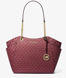 秋冬新作デザイン!!　MICHAEL KORS Jet Set Large Signature Logo Shoulder Bag　ロサンゼルスから本物をお届けします♪