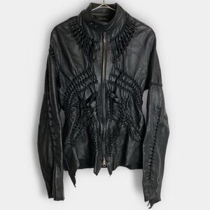 【希少】JEAN PAUL GAULTIER 編み込み レザージャケット 黒