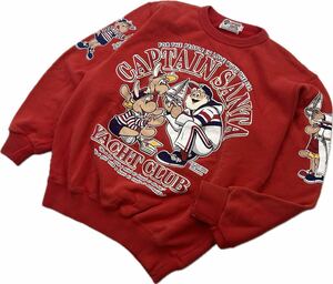 CAPTAIN SANTA ☆ キャプテンサンタ ヨット クラブ 両面 プリント スウェット シャツ トレーナー レッド M 秋冬 アメカジ 古着■BC318