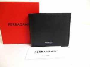 【未使用保管品】 サルバトーレ フェラガモ Salvatore Ferragamo ロゴ カーフレスキン 2つ折り 財布 コンパクト財布 メンズ